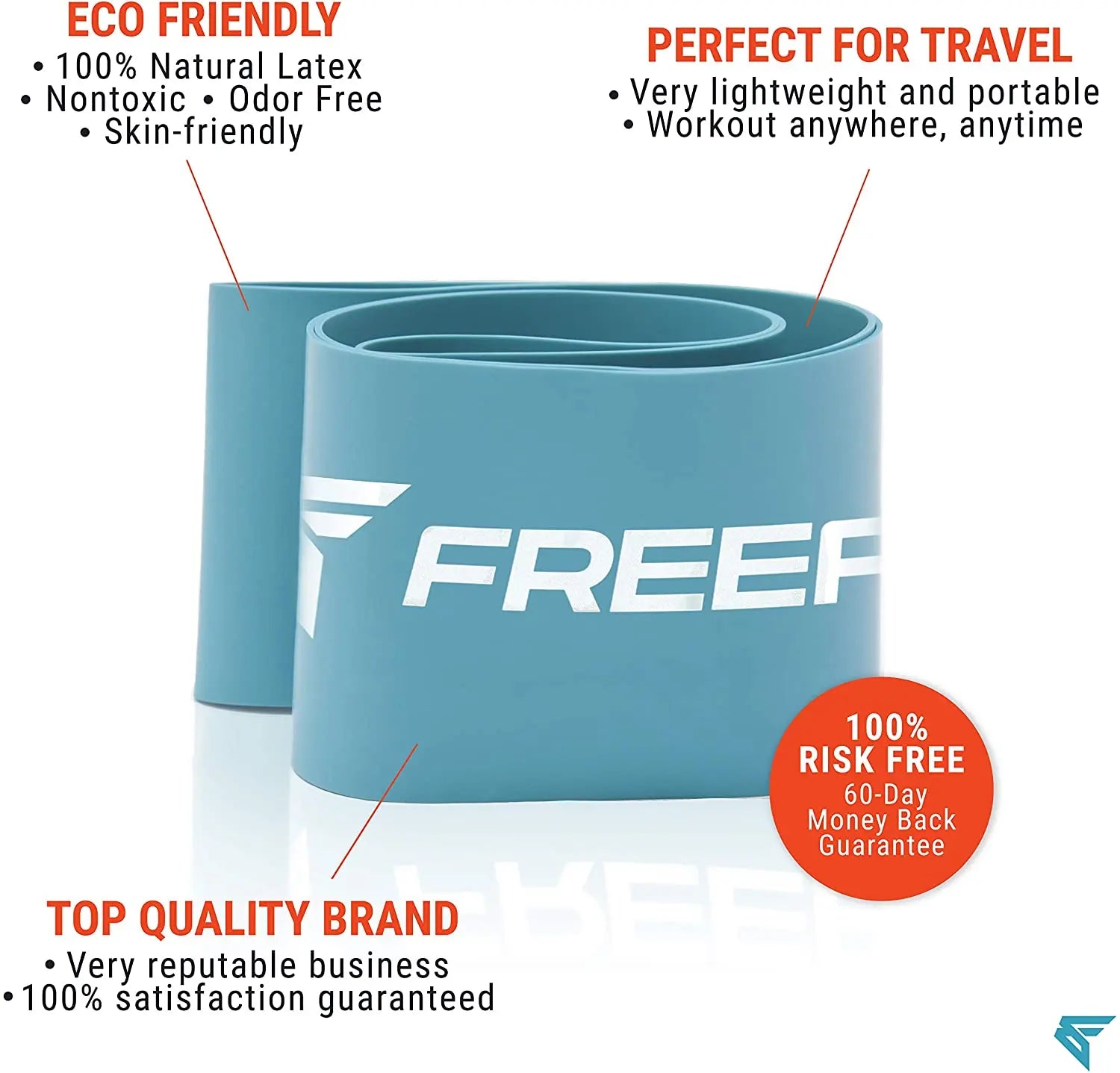 FREEFLOW Fitness Resistance Bands  for Arms, Shoulders, Legs & Butt 5 Levels Stretch Strength Pattan Australia