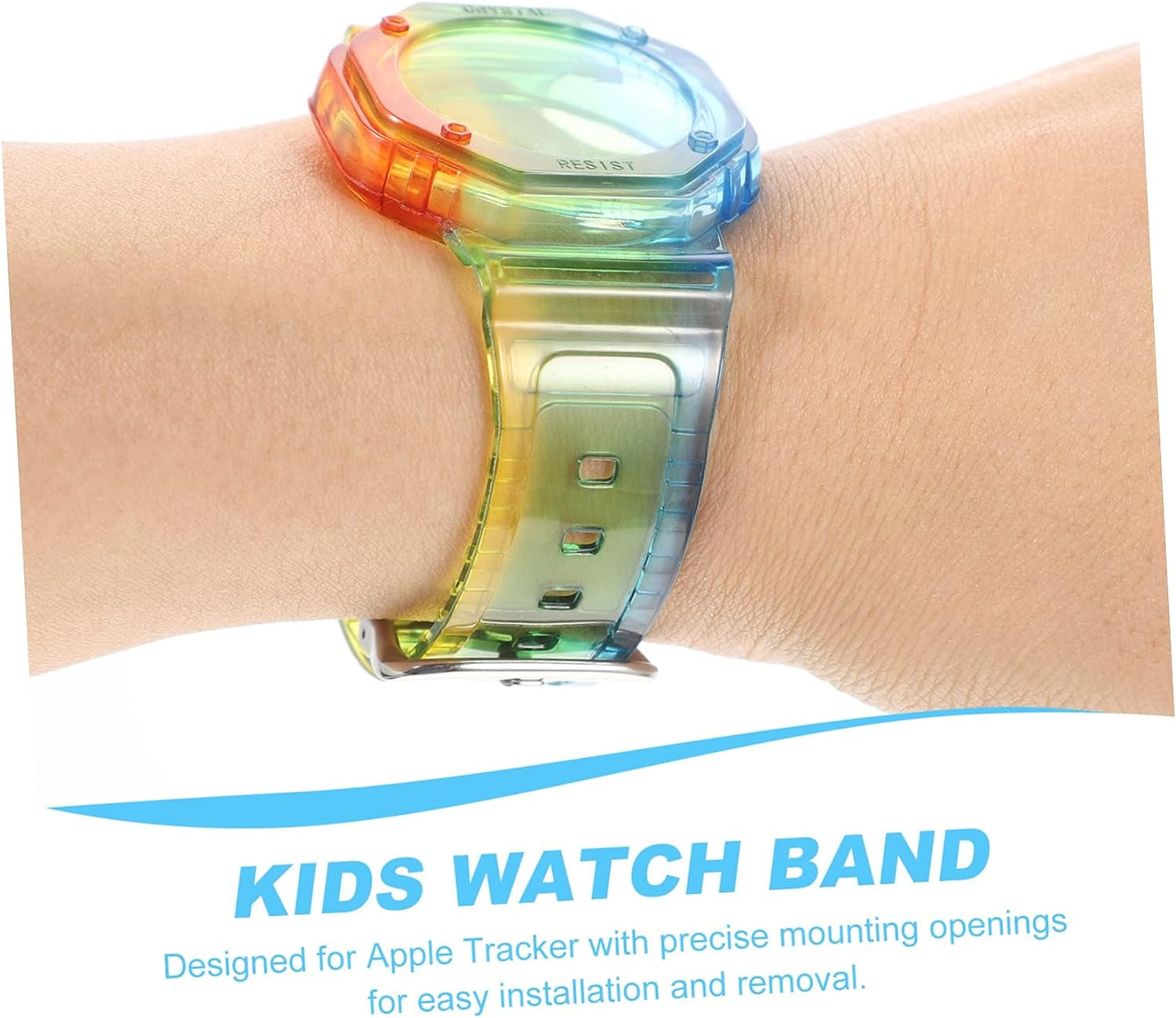 2Pcs Tracker Case Aplee Watch Appletag Aplple Watch Bands Wristband for Kids A- Air-Tag Holder Air-Tag Watch Band Kids Watch Cover Semi-Transparent Bracelet Holder Child Label