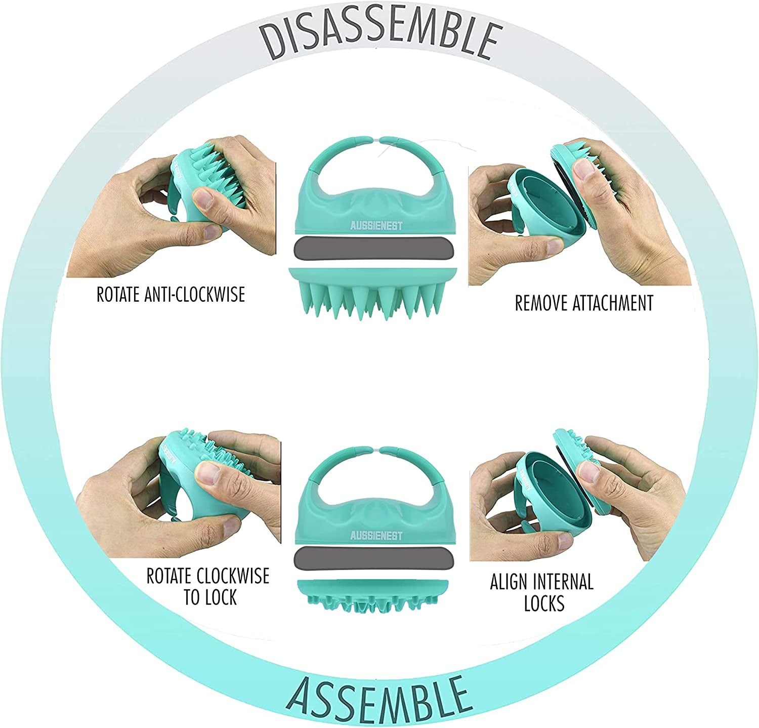 Hair Scalp Massager Shampoo Brush Shower Scrubber, Soft Silicone Bristles for Hair Wash with Body Brush Attachment That Removes Dandruff and Stimulate Hair Growth – Green