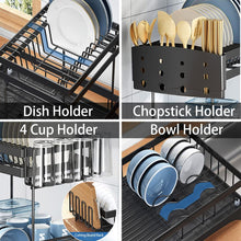 Load image into Gallery viewer, Dish Drying Rack, 2 Tier Dish Rack with Drainboard for Kitchen Counter, Multi-Functional Metal Storage Rack Detachable Dish Rack Organizer with Utensil Holder for Bowl, Cups, Cutting Board (White)
