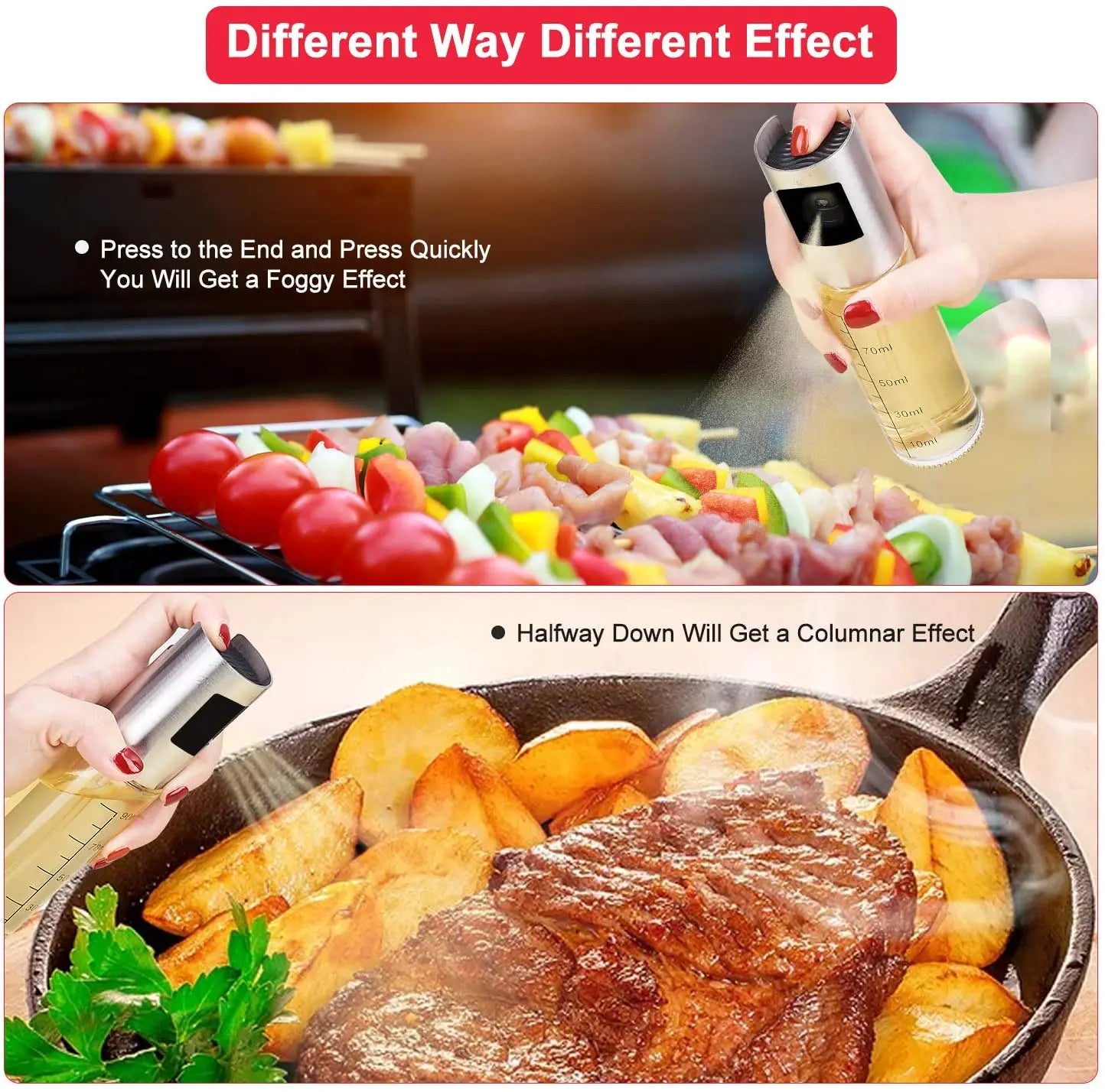 iTrunk Olive Oil Sprayer for Cooking 4 in 1 Refillable Oil and Vinegar Dispenser Bottle with Basting, Bottle, Brush and Oil Funnel pattanaustralia