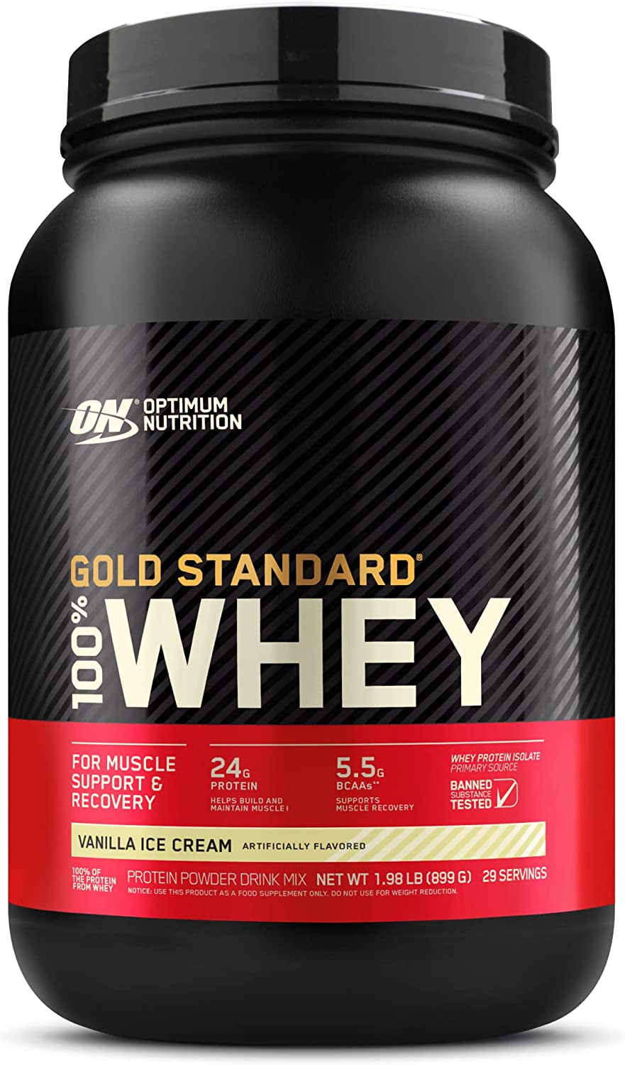 Gold Standard 100% Whey Protein Powder, Vanilla Ice Cream, 907G