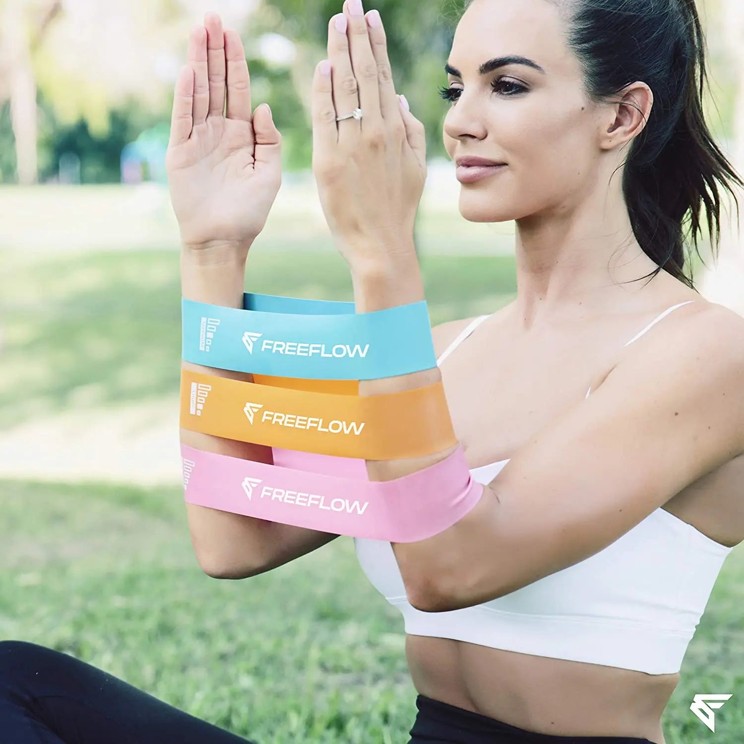 FREEFLOW Fitness Resistance Bands  for Arms, Shoulders, Legs & Butt 5 Levels Stretch Strength Pattan Australia