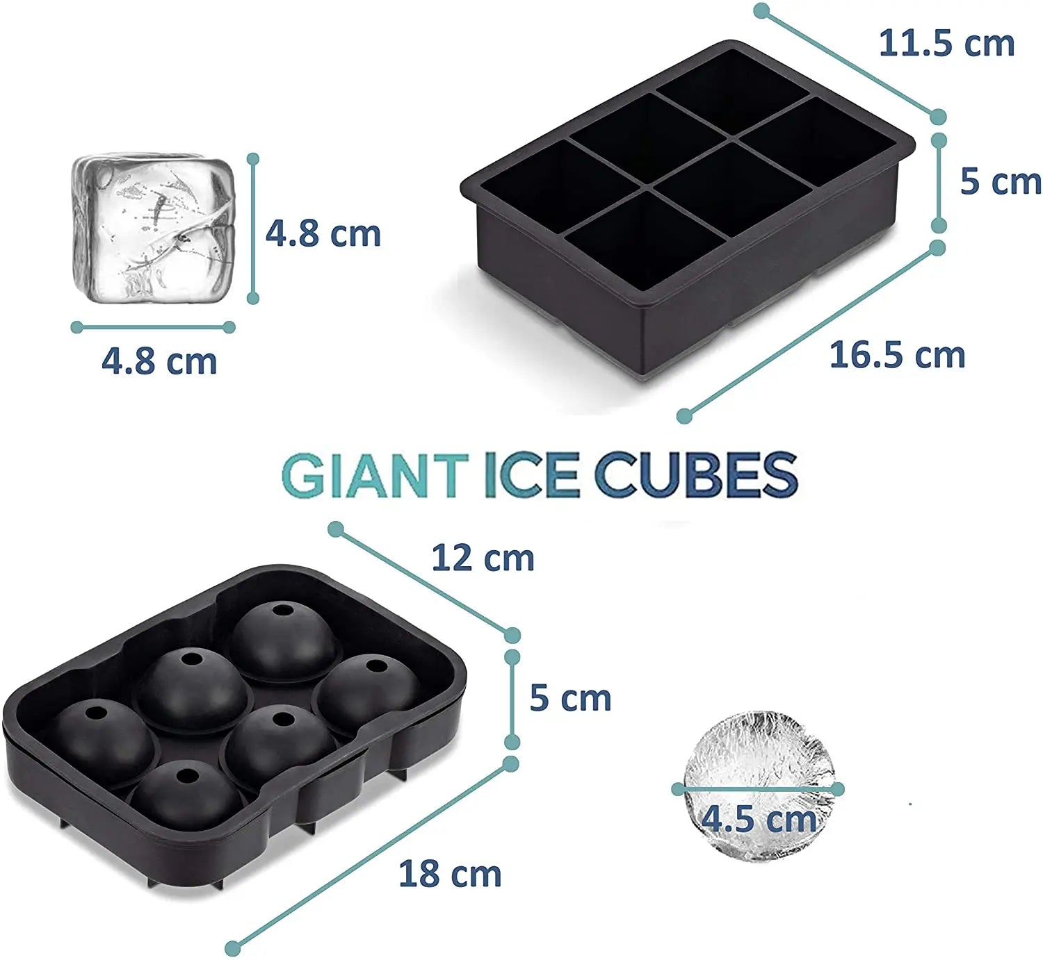 SUNSET Silicone Ice Cube Tray– Set of 2 Large Ice Cube Molds | Square & Sphere Ice Ball Maker for refrigerator | for Whiskey, Cocktails & more Reusable and BPA Free pattanaustralia