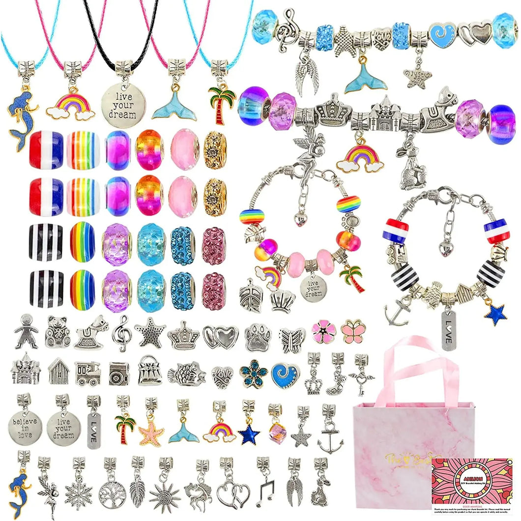 Jewellery Making Kit with Beads, Charms, Bracelets & Necklace String