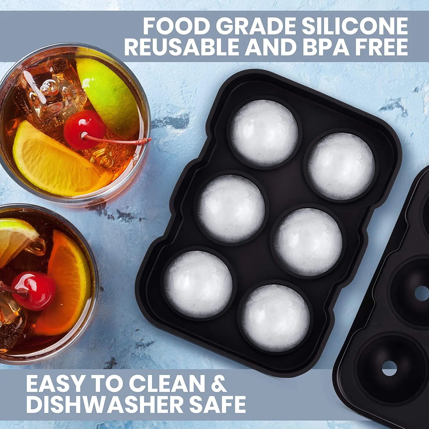 SUNSET Silicone Ice Cube Tray– Set of 2 Large Ice Cube Molds | Square & Sphere Ice Ball Maker for refrigerator | for Whiskey, Cocktails & more Reusable and BPA Free pattanaustralia