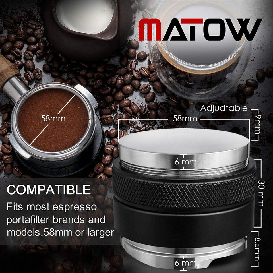 58mm Coffee Distributor & Tamper, MATOW Dual Head Coffee Leveler Fits for Portafilter, Increased Adjustable Depth- Professional Espresso Hand Tampers pattanaustralia