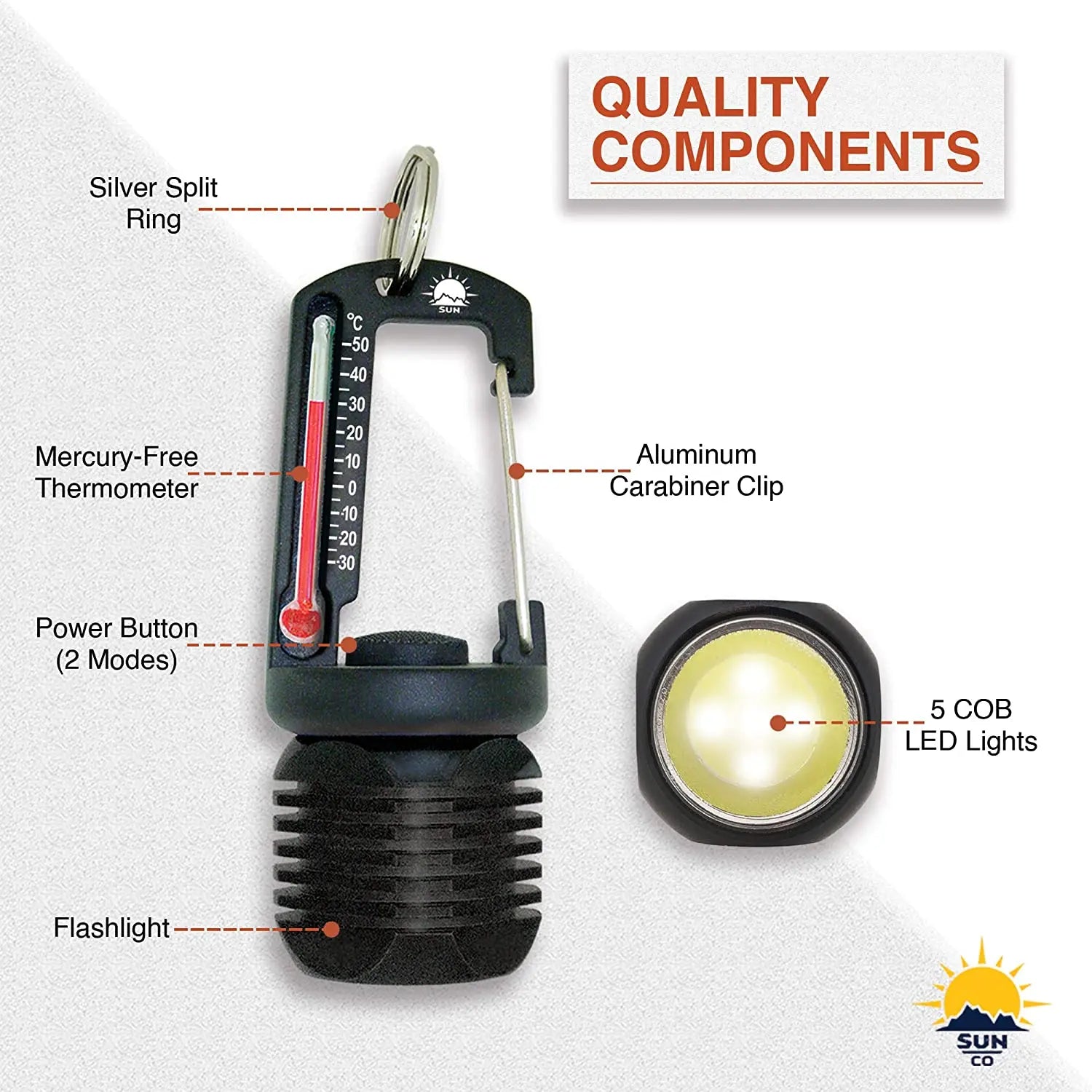 Sun Company TempaTorch  and Celsius Thermometer, Carabiner Pattan Australia