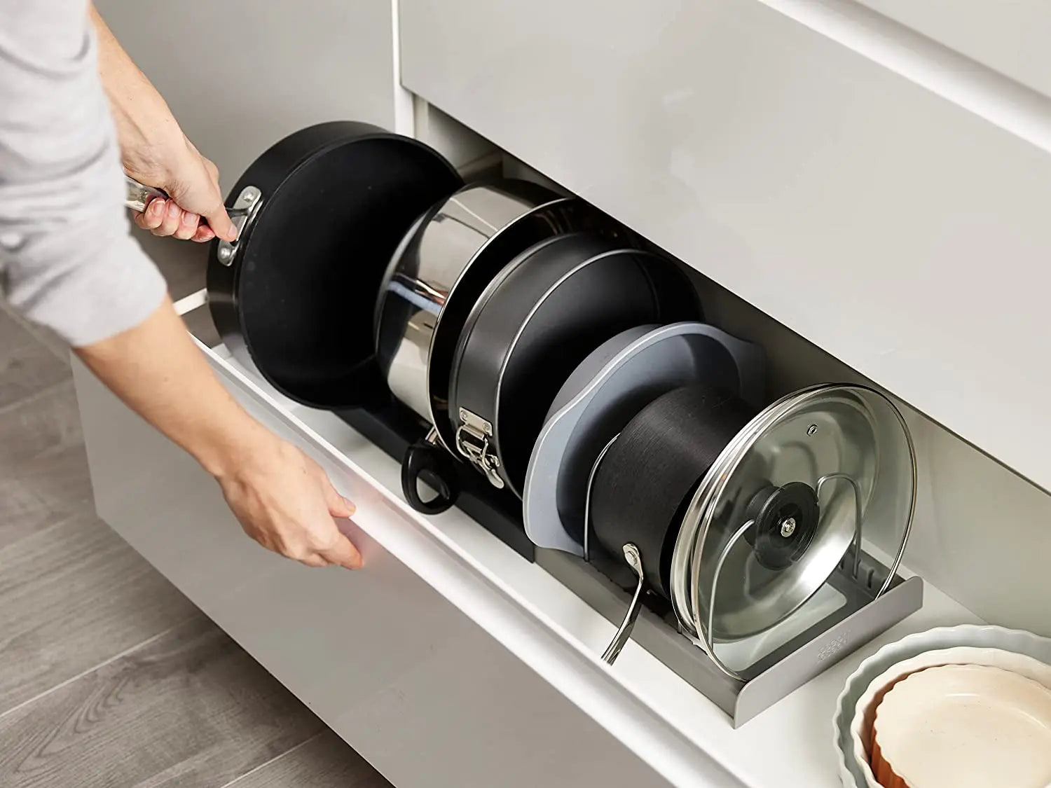 Drawerstore Expanding Cookware Organiser - Grey