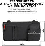 Wheelchair Pouch Bag for Walker, Rollator Walker Bags for Armrest Organizer Wheelchair, Wheelchair Side Pouch with 5 Pocket, Walker Accessories Bag with Cup Pocket
