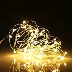 2 Pack Led Fairy Lights Battery Operated, 33FT 100LED Warm White Battery Powered Copper Wire Starry String Lights for Christmas, Parties, Wedding, Bedroom, Patio, Indoor, Home Decoration
