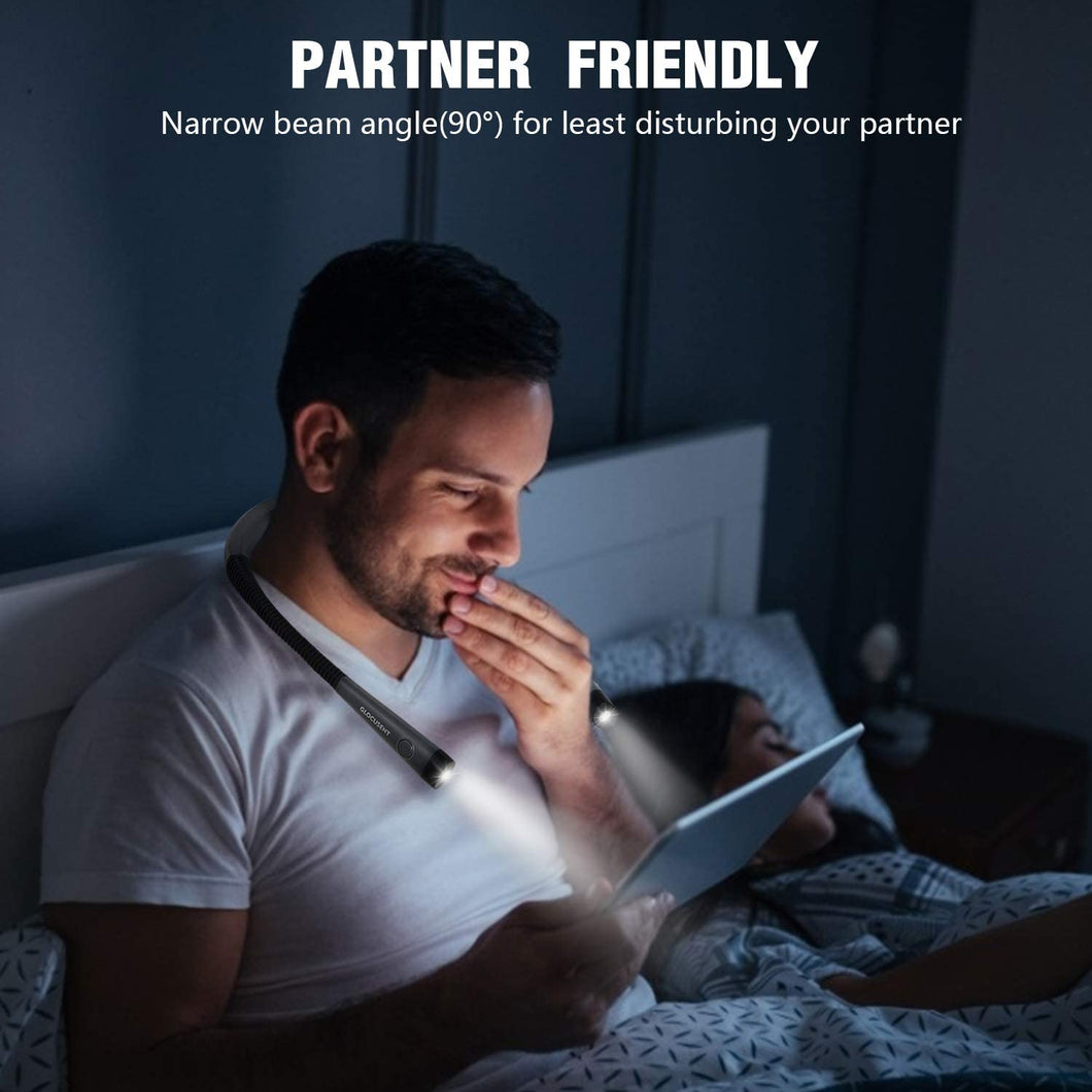 LED Neck Reading Light, Book Light for Reading in Bed, 3 Colors, 6 Brightness Levels, Bendable Arms, Rechargeable, Long Lasting, Perfect for Reading, Knitting, Camping, Repairing