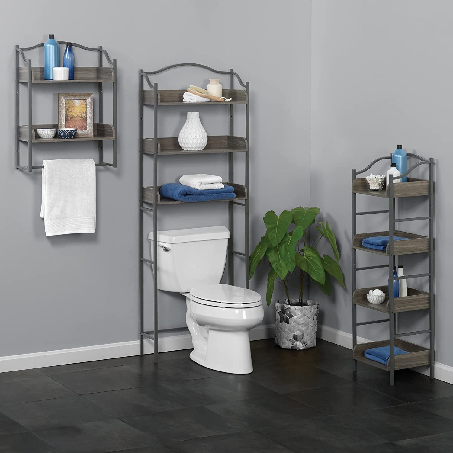 3-Tier Over-The-Toilet Bathroom, Driftwood Gray/Pewter Spacesavers