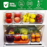 Clear Stackable Fridge Organiser Bins with Lids, Large Size Plastic Food Storage Containers for Fruit & Vegetable Storage, Kitchen Storage & Organisation (10 Pack-Tall)
