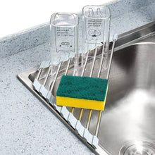 Load image into Gallery viewer, Triangle Roll-Up Dish Drying Rack for Sink Corner Small Foldable Stainless Steel over the Sink Multipurpose Kitchen Drainer Caddy Organizer Storage Space Saver Shelf Holder (Gray)

