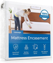 Load image into Gallery viewer, Zippered Mattress Encasement - Waterproof &amp; Bed Bug Proof - Premium Noiseless &amp; Absorbent Cover – Queen, White
