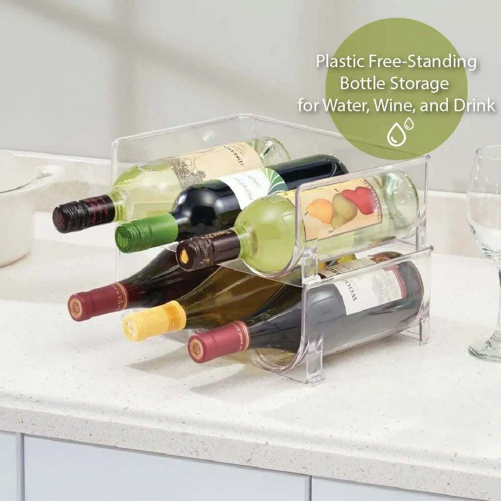 Gugo 2 Pack Stackable Water Bottle and Wine Organizer, Water Bottle Wine Bottle Holder Stand Dispenser, Drink Water Bottle and Wine Fridge Freezer Rack Container Storage Organiser Bin, Home Storage & Pantry Storage Organisation