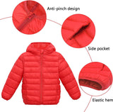 Kids Lightweight Puffer Jacket Packable Bubble Coat down Cotton Coats Zip up Hooded Outwear 1-10 Years