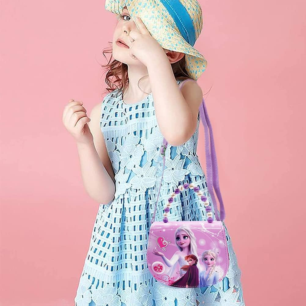 Elsa Handbag, Shoulder Bag, Anna and Elsa Children'S Handbag, Frozen Children'S Shoulder Bag, Elsa Bags, School Backpack with Adjustable Strap for Children Girls, Purple (18 X 15 X 7 Cm)