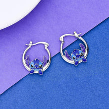 Load image into Gallery viewer, Stitch Earrings for Girls Stitch Gifts Ohana Means Family Hoop Earrings Stitch Jewelry Daughter Granddaughter Birthday Gift, Copper, No Gemstone
