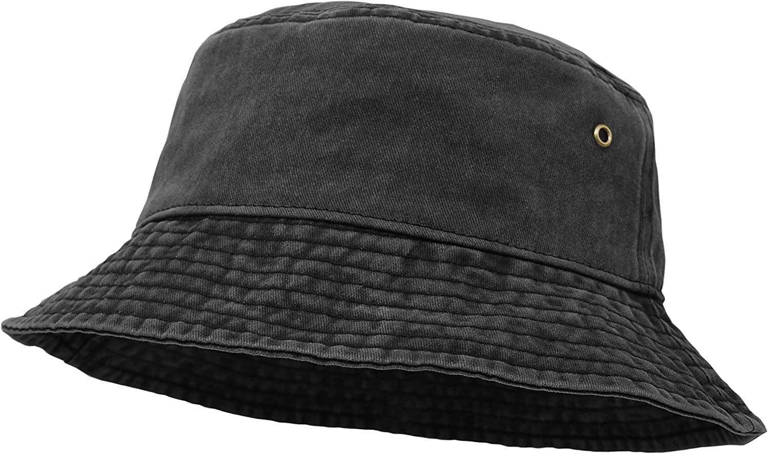 Bucket Hat, Wide Brim Washed Denim Cotton Outdoor Sun Hat Flat Top Cap for Fishing Hiking Beach Sports