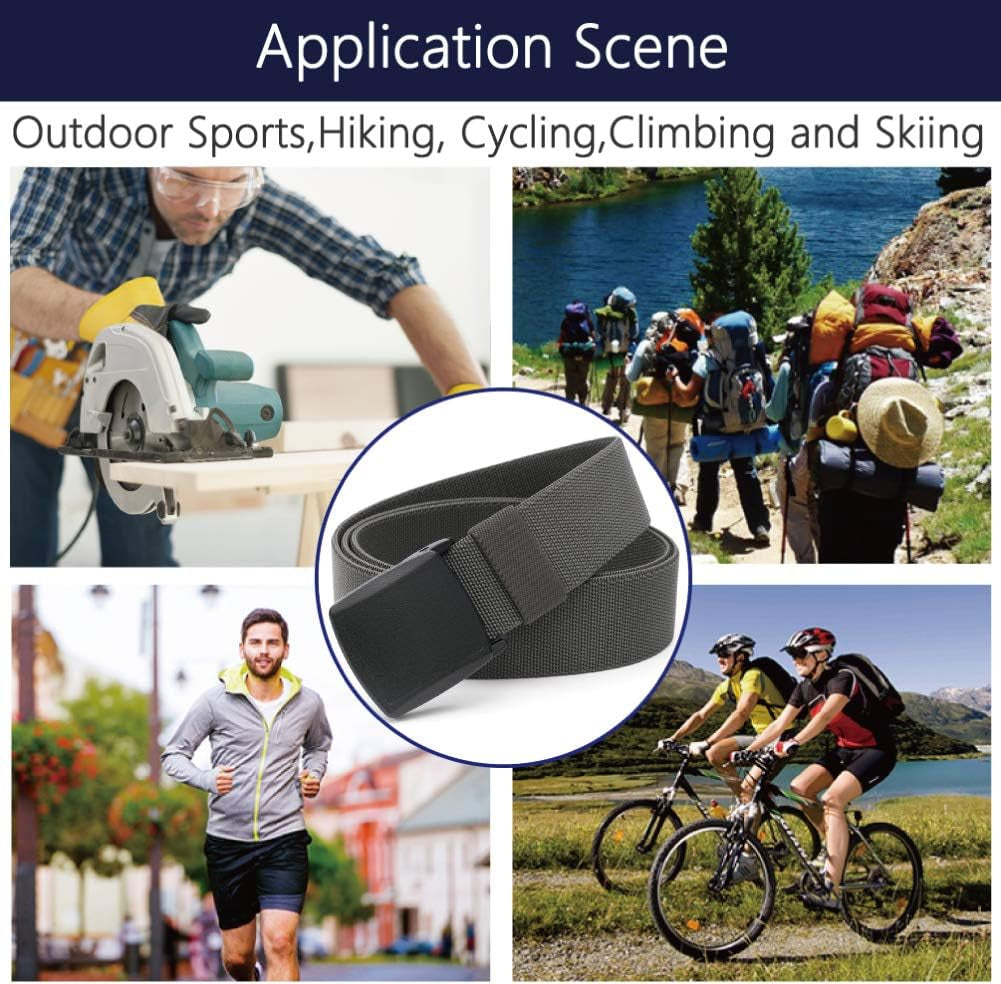 Elastic Belt for Men, Stretch Canvas Belt with YKK Plastic Buckle, Breathable Waist Belt for Work Outdoor Cycling Hiking, Adjustable for Pants Size below 46Inches[53"Long1.5"Wide]