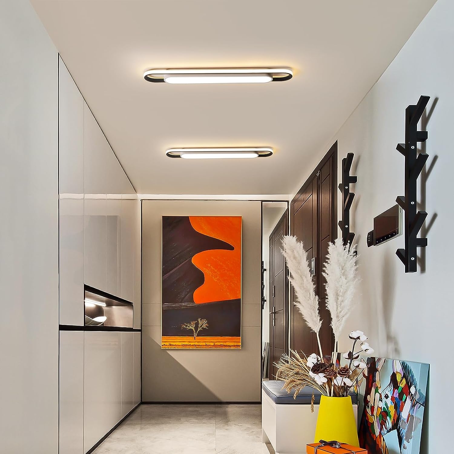 Modern LED Ceiling Light,28.3" Flush Mount Ceiling Lamp,50W Dimmable Metal Ceiling Chandelier Lighting Fixture for Living Room Bedroom Dining Room Office Hallway Aisle