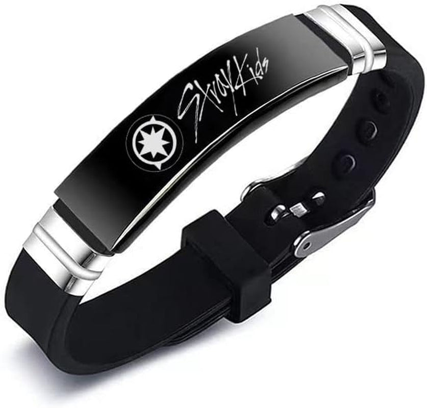 HAUTZADO Antaquyan 2 Pack Kpop Stray Kids Merch Bracelets, Stray Kids Charm Silicone Bracelets Jewelry for Gifts White
