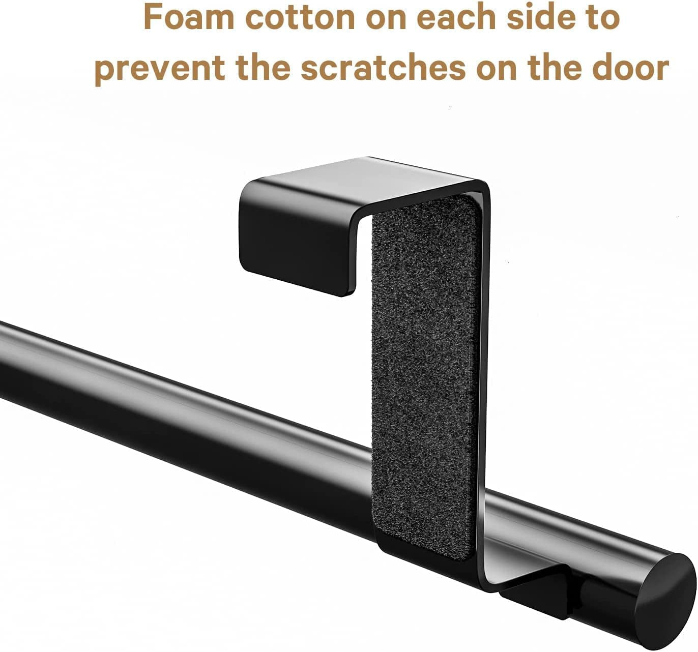 Stainless Steel over Door Towel Rack Bar Holders for Universal Fit on over Cabinet Cupboard Doors 2 Pack Black