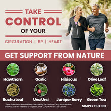 Load image into Gallery viewer, Blood Pressure Support Supplements 90 Capsules - Healthy Heart, Cholesterol, Cardio, Hypertension Vitamins &amp; Herbs - Folic Acid, Vitamins C B6 &amp; B12, Garlic 90 Capsule

