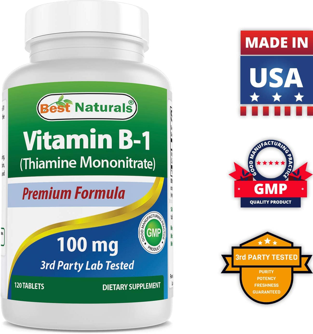 Vitamin B1 as Thiamine Mononitrate 100 Mg Tablets (120 Count (Pack of 3))
