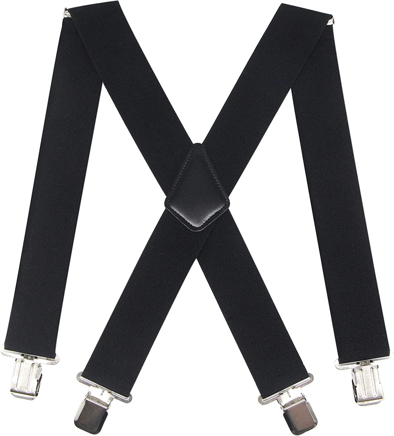 50Mm Extra Wide Heavy Duty 4 Buckles Stripe X Back Durable Elastic Adjustable Suspenders Strong Metal Clips Heavy Duty Men Braces