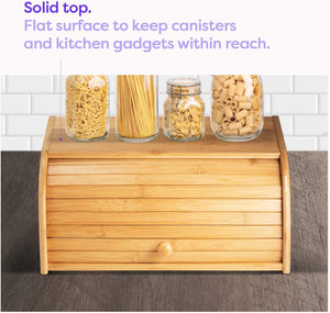 Bread Box - Bamboo Bread Bin for Kitchen Countertop Large Capacity Bread Storage Container Bread Holder Food Storage Kitchen Storage & Organisation, Self-Assembly (Natural)