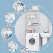 Load image into Gallery viewer, 3-Tier Adjustable Washing Machine Rack over Toilet Bathroom Organizer above Washer Dryer Storage Shelf Space Saving Rack, White
