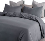 - Grey Quilt Cover Set, 1000TC Ultra Soft Microfiber Doona Cover Bedding Set in Solid Plain Color Gray (3Pcs, Queen Size)