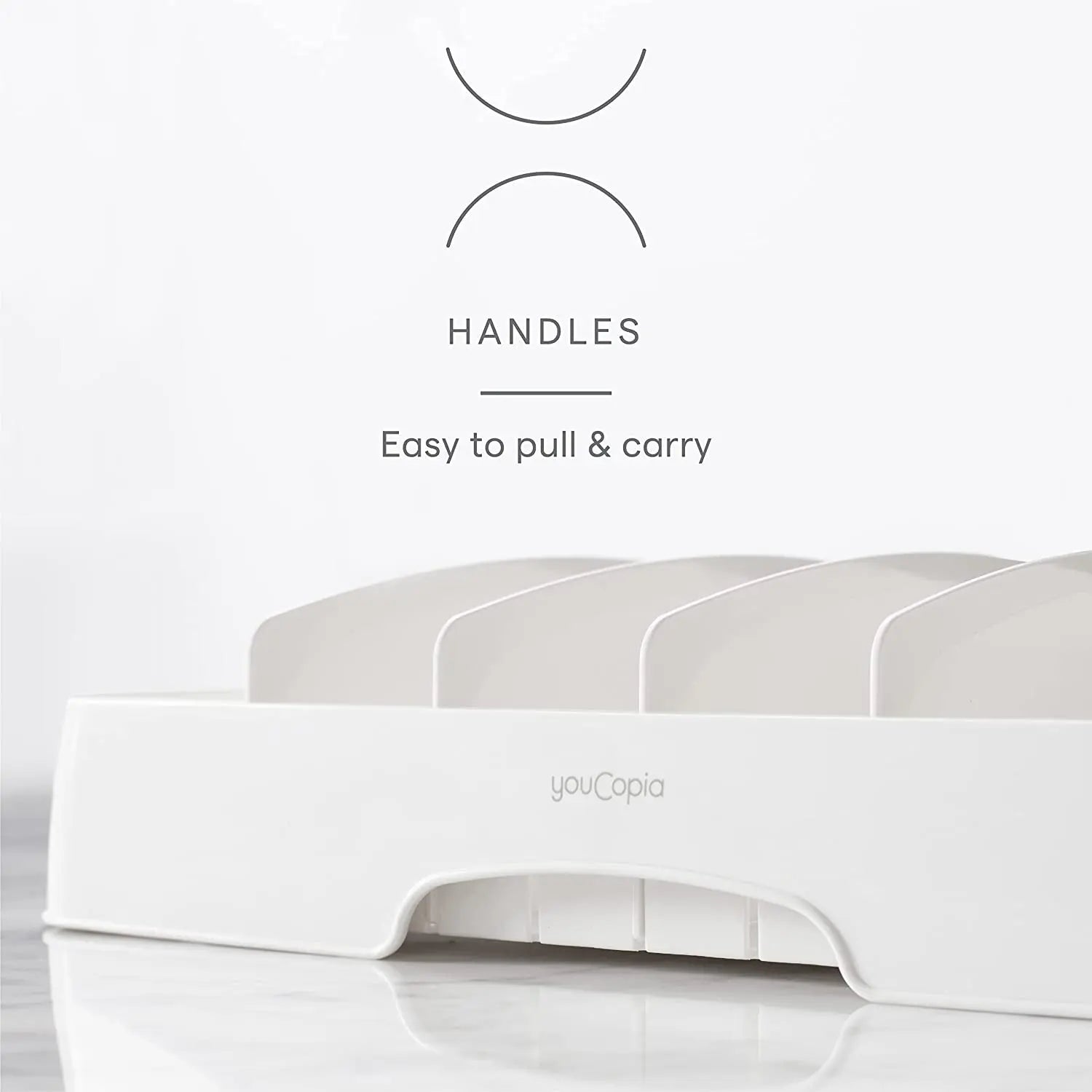 Storalid Food Container Lid Organizer, Large, Adjustable Plastic Lid Storage for Kitchen Cabinets, White