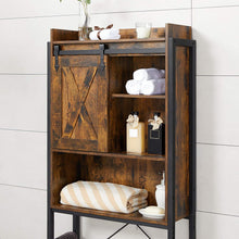 Load image into Gallery viewer, Over-The-Toilet Storage, Bathroom Oragniser Rack, for Washing Machine, with Small Cabinet, Steel Frame, Easy Assembly, Industrial, 64 X 24 X 171 Cm, Rustic Brown and Black
