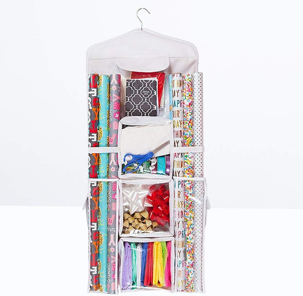 Wraps Storage Bag Double- Sided Jewelry Hanging Bag Sundries Organizer (White)