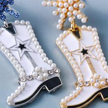 Load image into Gallery viewer, CZ Snowflake Cowgirl Boot Dangle Earrings for Women Girls Cubic Zirconia Star Shell Pearl Western Cowboy Statement Drop Dangling Stud Fashion Christmas Festival Party Jewelry Gifts
