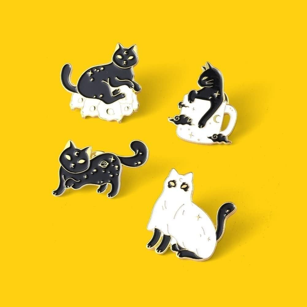 Custom Skeleton Stars Enamel Pins Ghost Cat Brooches Lapel Badge Bag Punk Black Jewelry Gothic Kids Friends
