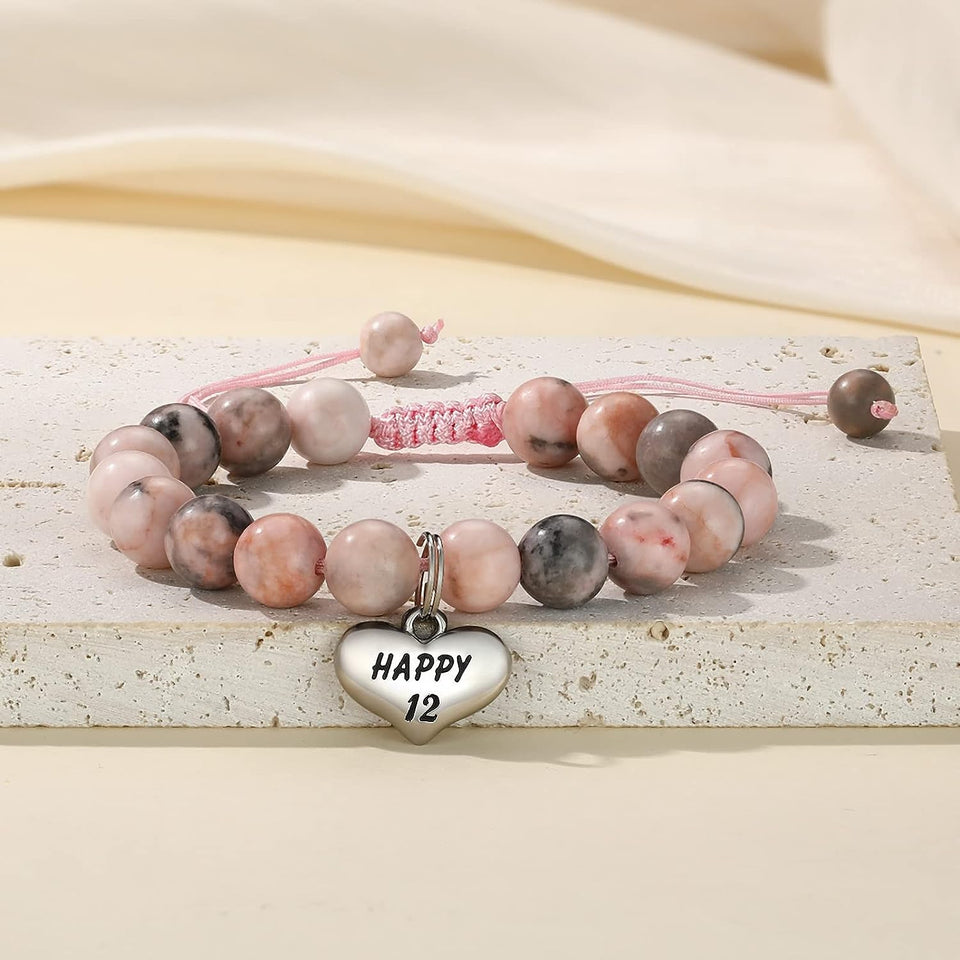 Happy Birthday Gifts for 5-25 Year Old Girls, Birthday Braided Beads Bracelet Gifts for Age 5 to 25 Daughter Granddaughter Niece