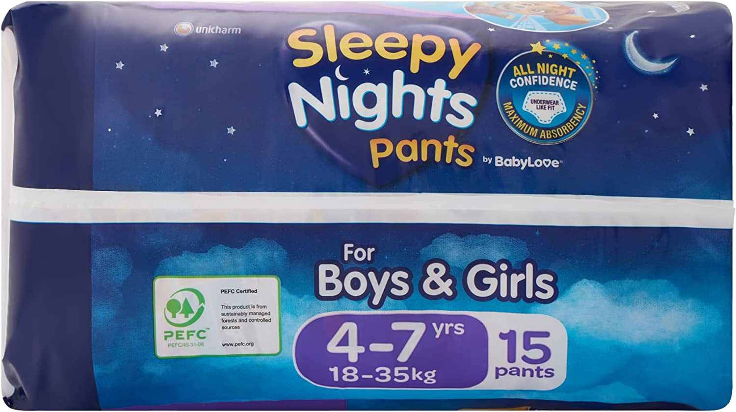Babylove Sleepynights Pants 4-7 Years (18-35Kg) | 60 Pieces (4 X 15 Pack)