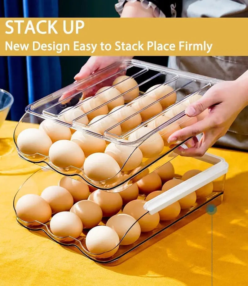 Large Capacity Egg Holder for Refrigerator, 36 Egg Fresh Storage Box for Fridge, Egg Storage Container Organizer Bin, Clear Plastic Storage Container，Egg Storage & Egg Tray (2 Layer)