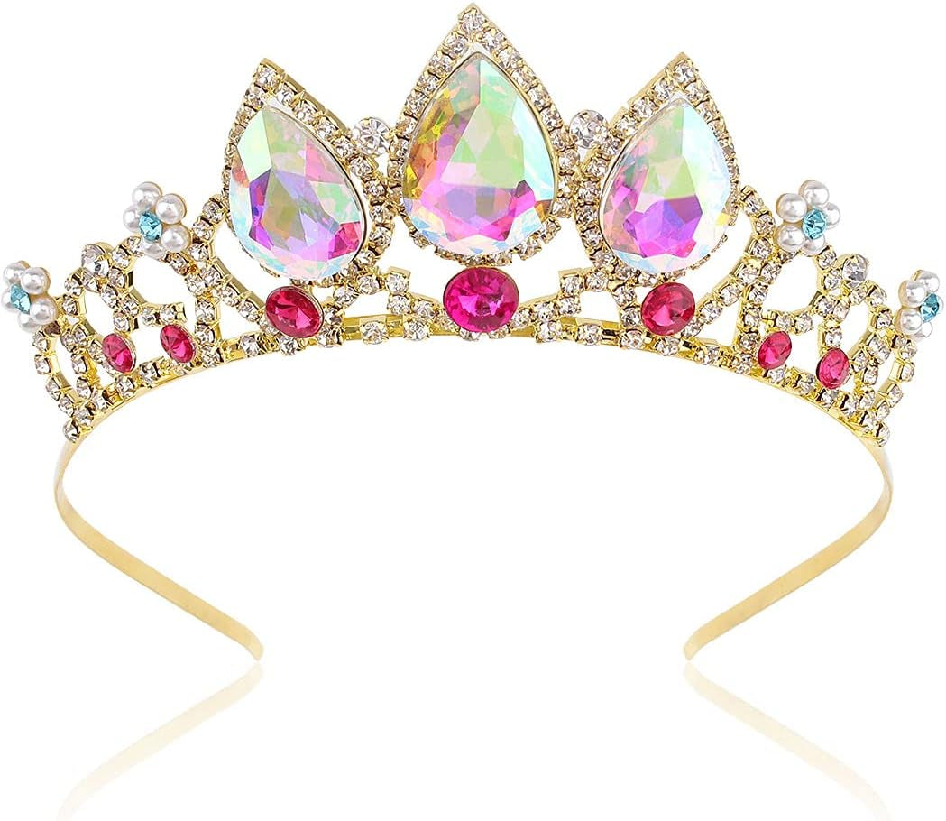 Tiaras for Girls,  Princess Crowns and Tiaras for Little Girls Tiara, Crystal Crown for Girls Silver Birthday Crown Pink Gem Princess Crown for Kids for Flower Girls and Prom, Christmas Gifts