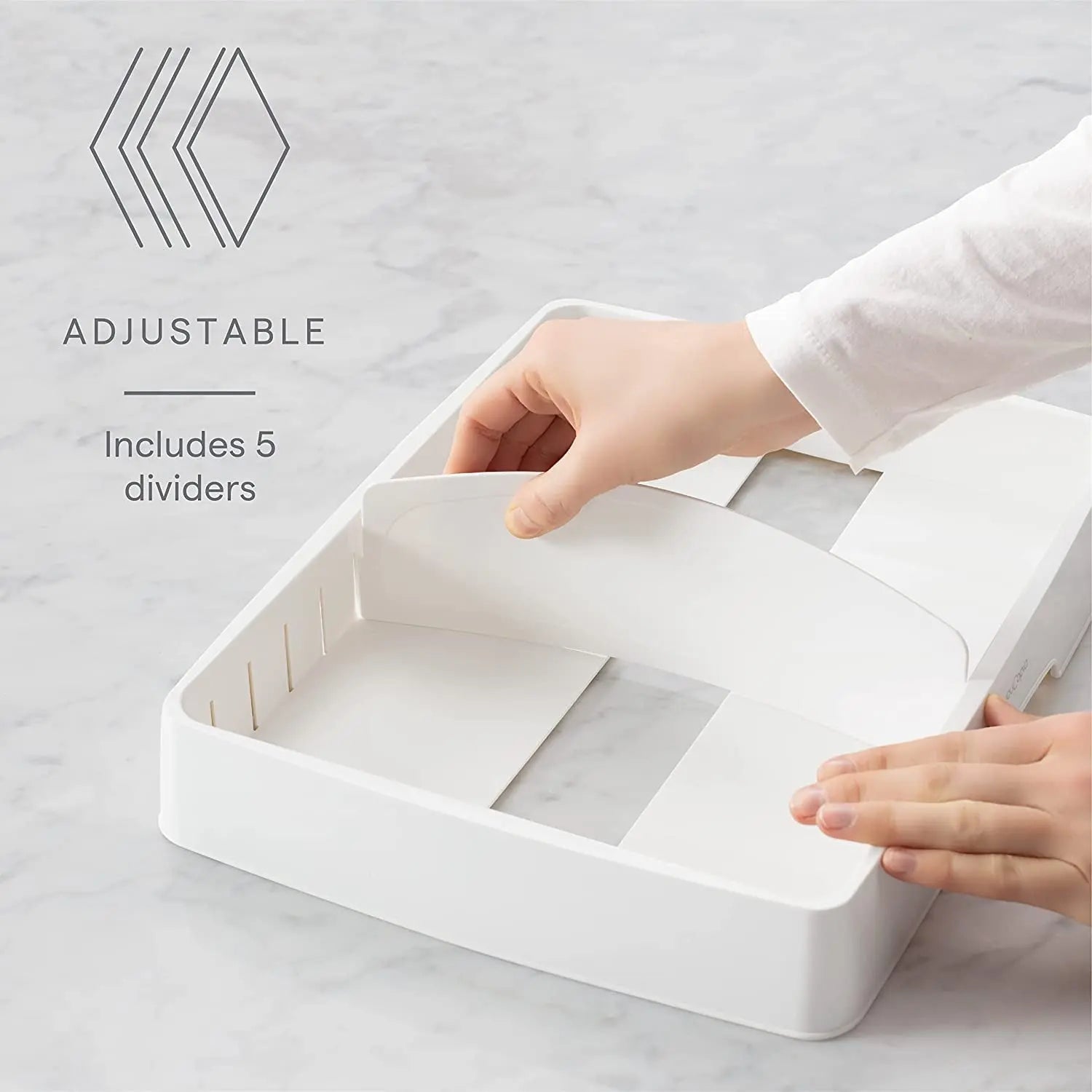 Storalid Food Container Lid Organizer, Large, Adjustable Plastic Lid Storage for Kitchen Cabinets, White