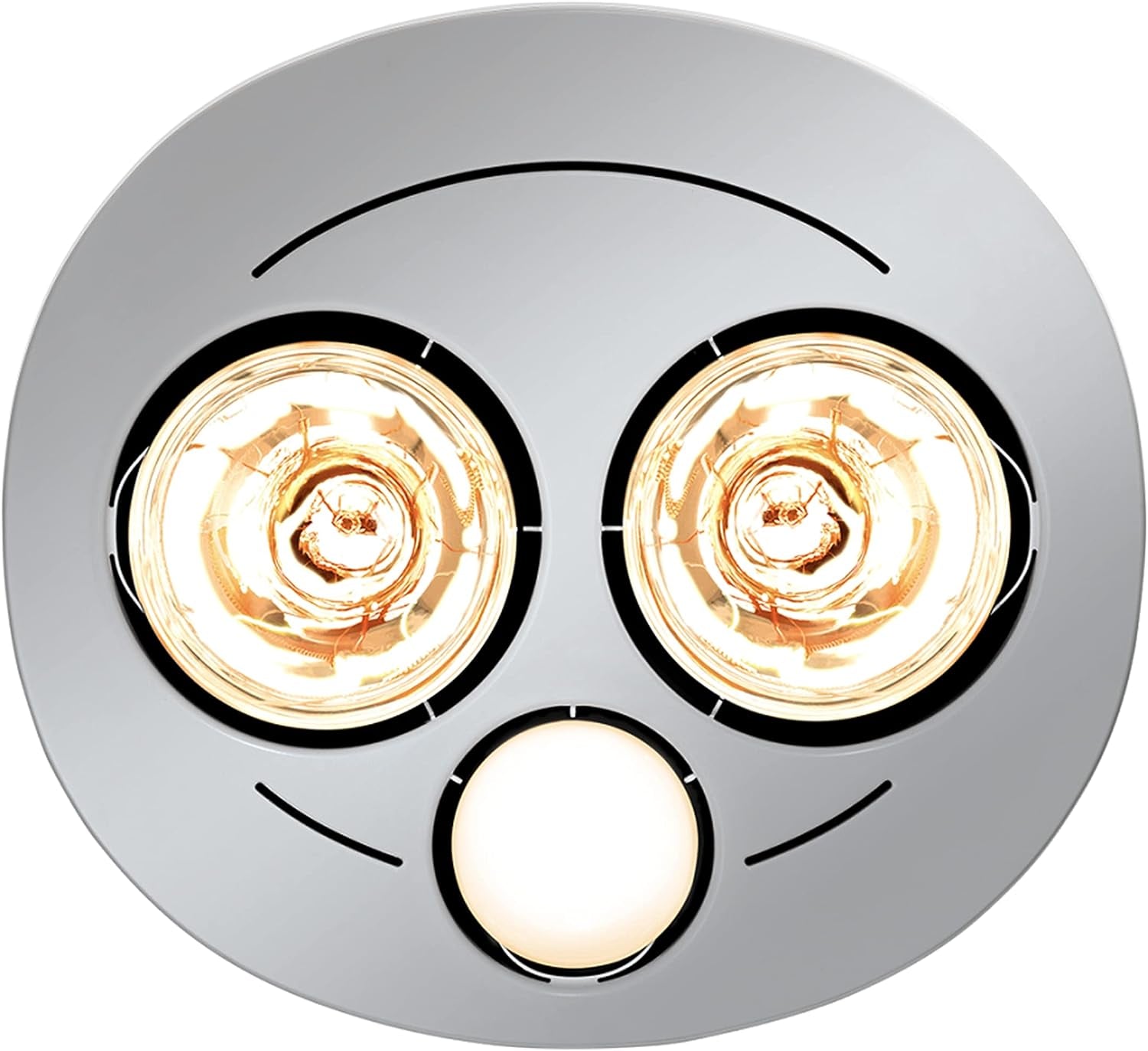 3-In-1 Heat Fan with LED Light Non-Ducted 2-Lamp, Matt Silver