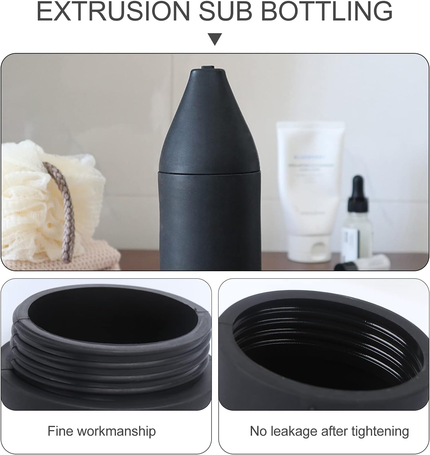 Travel Toiletries Containers Empty Silicone Bottle Squeeze Dispenser Refillable Bottle Dish Washing Detergent Hand Soap (Black) Travel Lotion Container