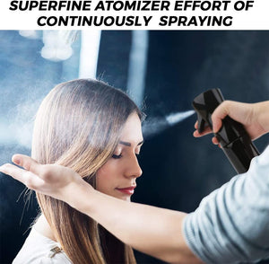 Premium Mist Spray Bottle - 6.8Oz/200Ml, Continuous Mister Water Spray Bottle for Long Straight & Curly Hair Styling, Plants, Ironing, Cleaning, Salon & Skin Care… (Black)
