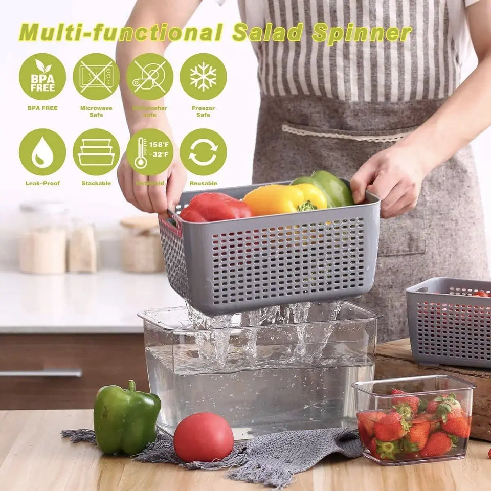 3PACK Fresh Container,Vegetable and Fruit Storage Containers for Fridge Organizer Produce Saver Containers for Refrigerator Lettuce Berry Salad Cabbage Keeper Bpa-Free Kitchen Organization with Lids and Air Vents