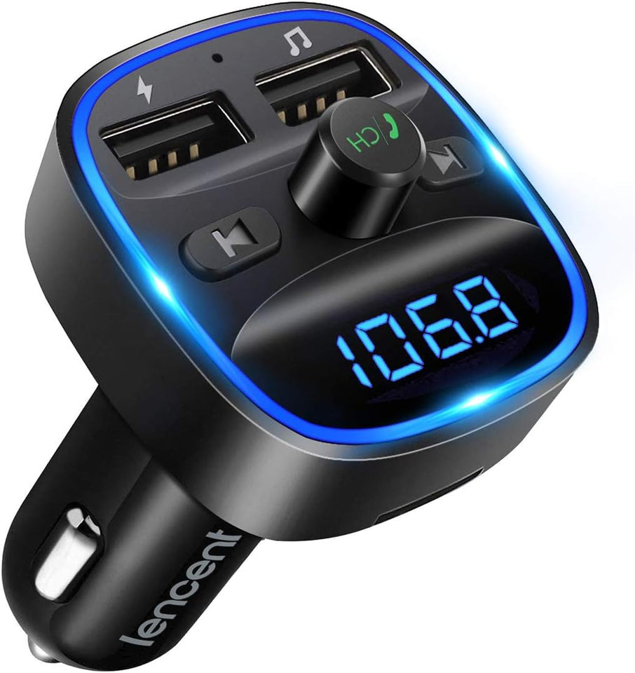 FM Transmitter, Bluetooth FM Transmitter Wireless Radio Adapter Car Kit with Dual USB Charging Car Charger MP3 Player Support TF Card & USB Disk